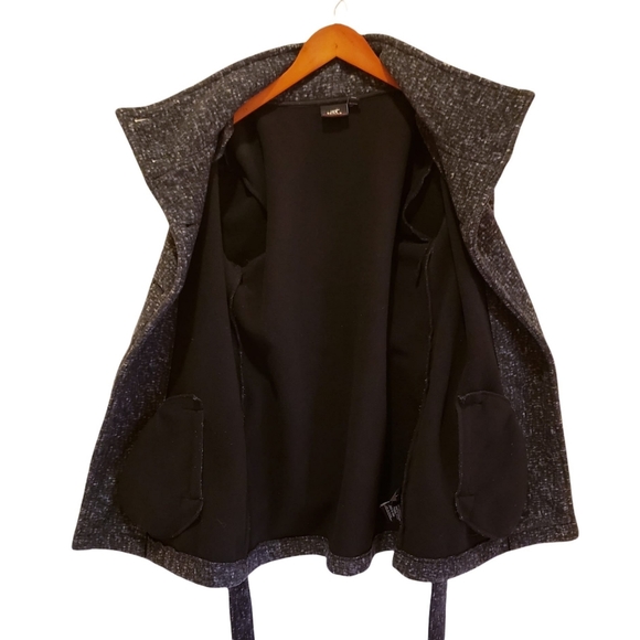 Ike Behar Double Breasted Womens Fleece Soft Belted Jacket Size Medium Gray - Picture 5 of 13